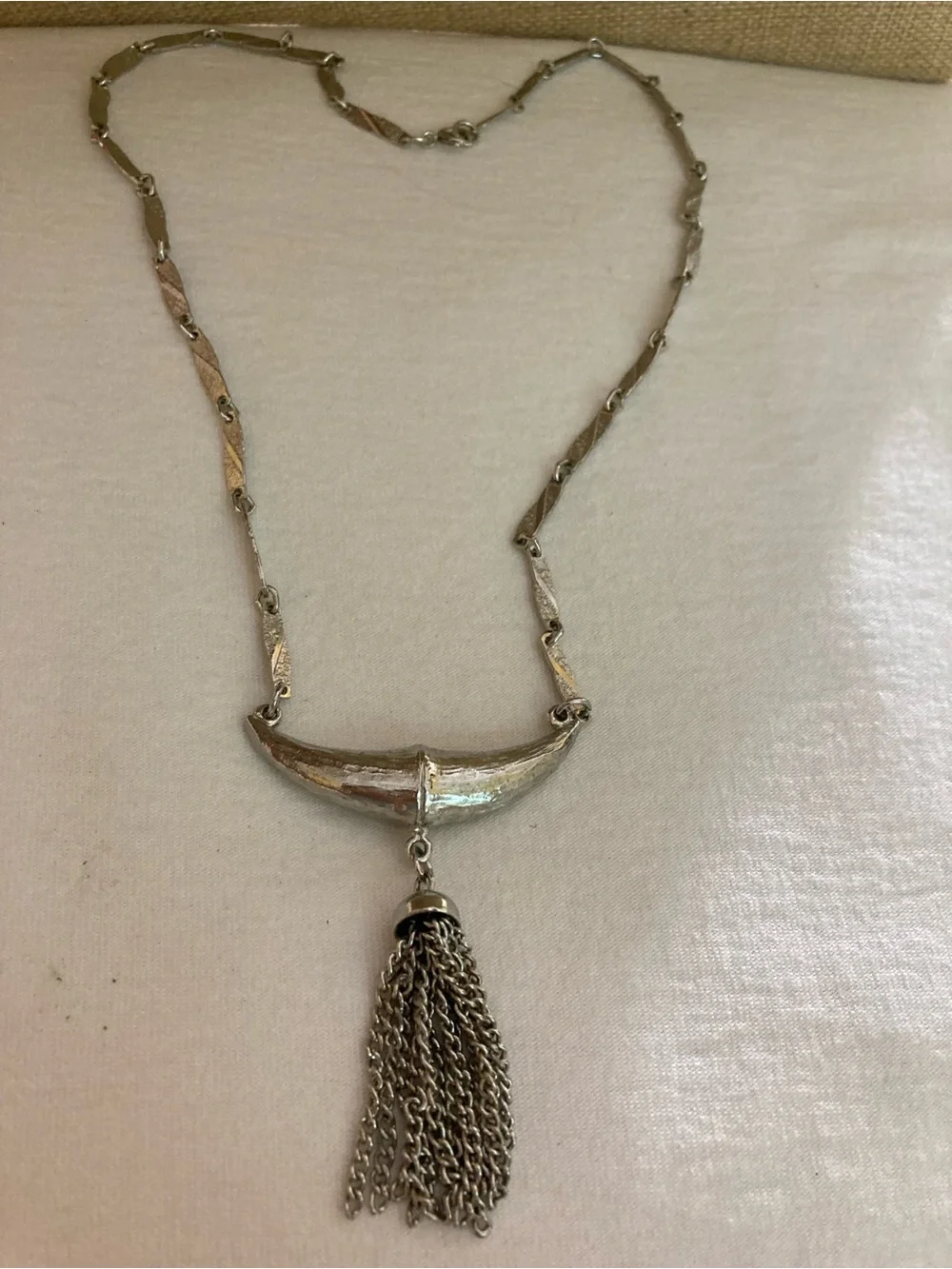 Vintage Silver Tone Fancy Chain Necklace
